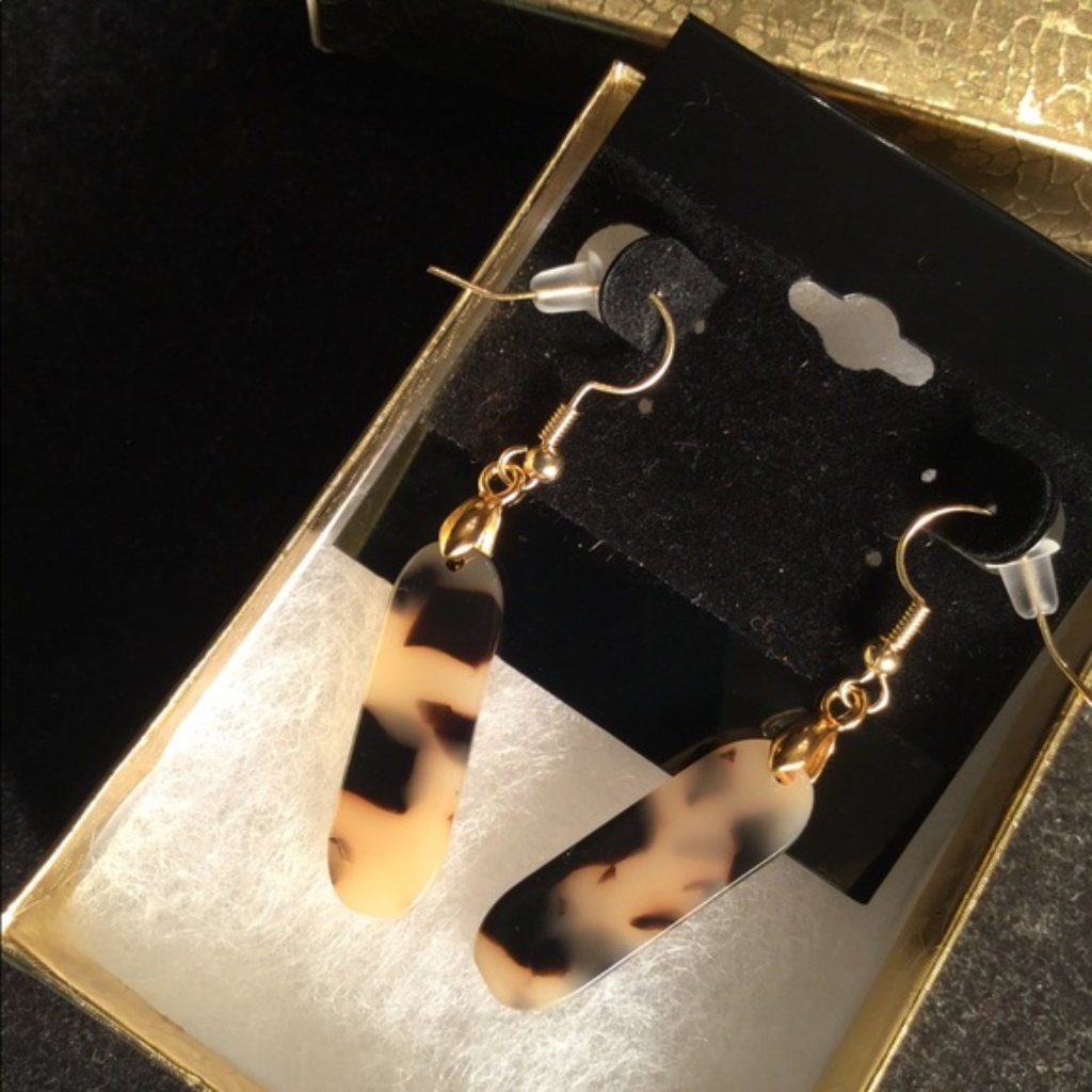 18k Gold Plated Mosaic Resin Earrings 12$